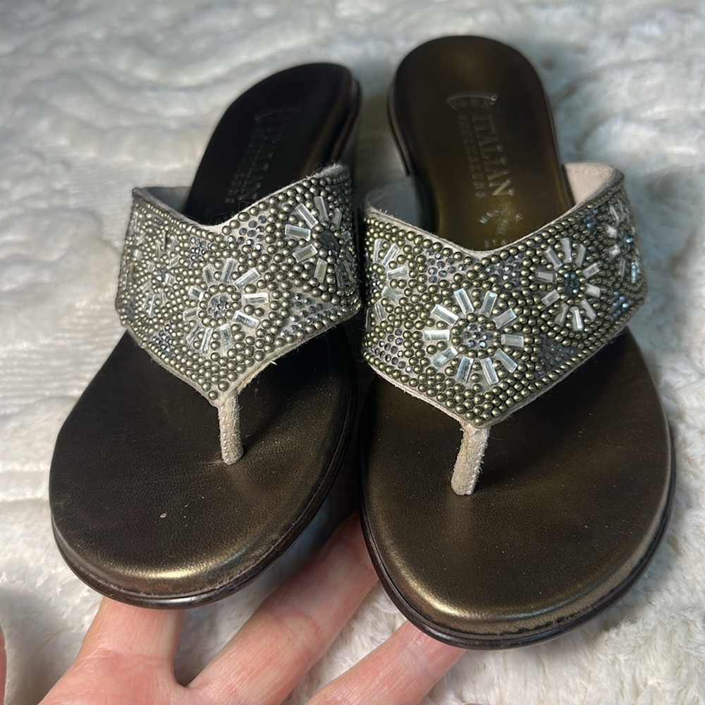 Italian shoemakers Beaded Sandals flex insole sz 7 M - Picture 5 of 10